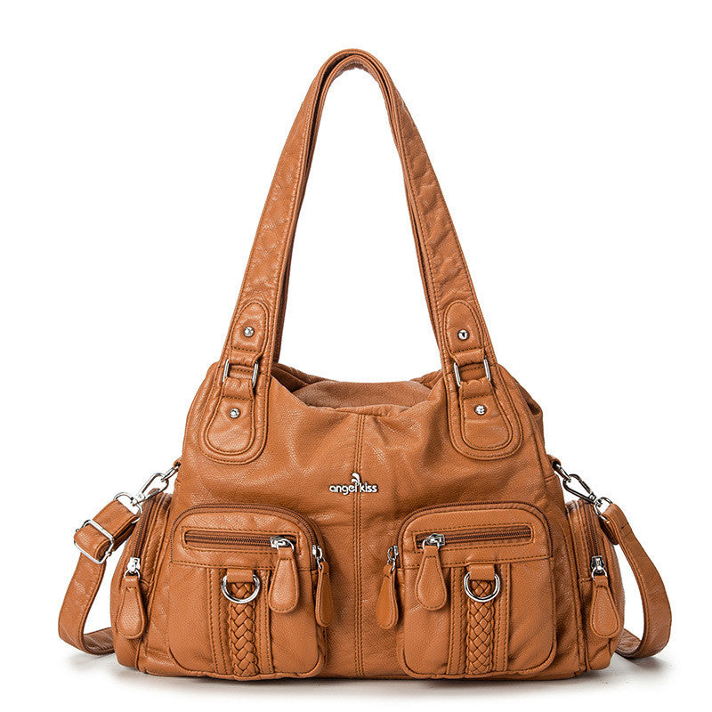 Solid Color Cargo Messenger Bag - fairypeony