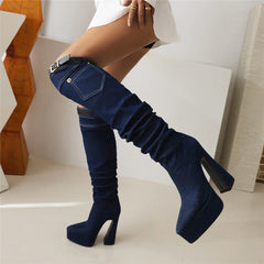Pointed Toe Denim Over Knee Boots, , women clothing, pointed-toe-denim-over-knee-boots, , fairypeony