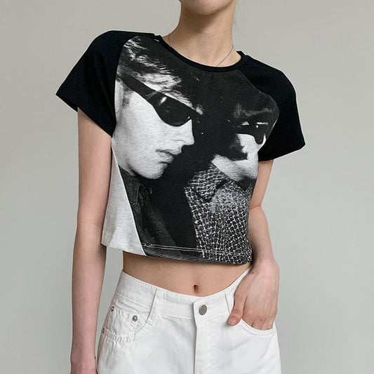 Vintage Figure Graphic Crop Top - fairypeony