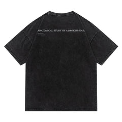 Anatomical Study Of A Broken Soul T-shirt, , women clothing, mens-ins-tide-brand-washed-clothes-summer-trend-loose-cotton-half-sleeved-t-shirt, black, L, M, XL, XXL, fairypeony