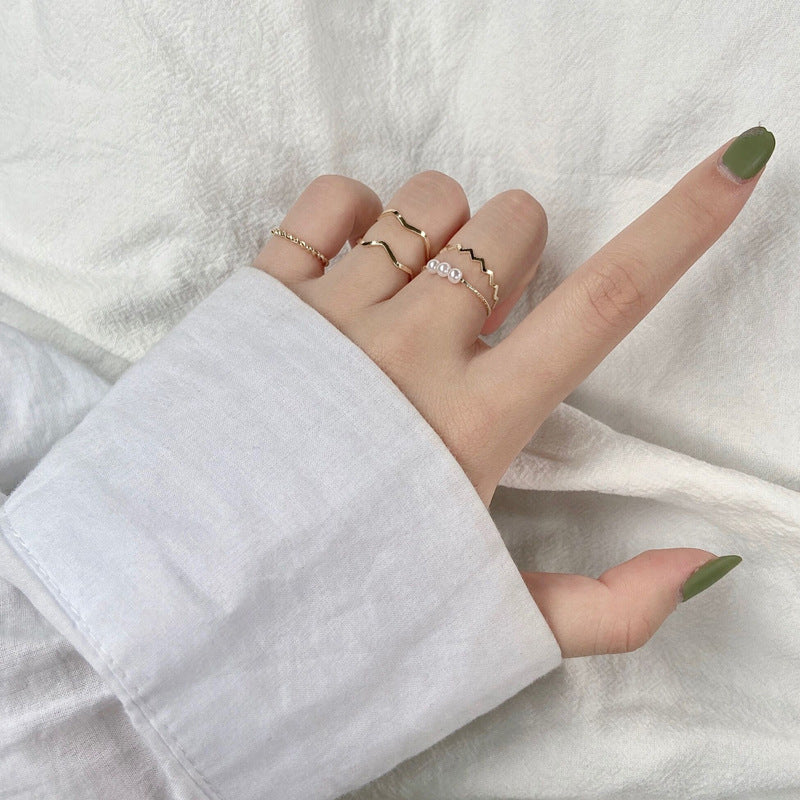 Simple Wavy Ring Five-Piece Set, , women clothing, simple-wavy-ring-five-piece-set, , fairypeony