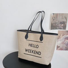 Canvas Fashion Printed Letters Large Capacity Shoulder Bag, , women clothing, canvas-fashion-printed-letters-large-capacity-shoulder-bag, , fairypeony