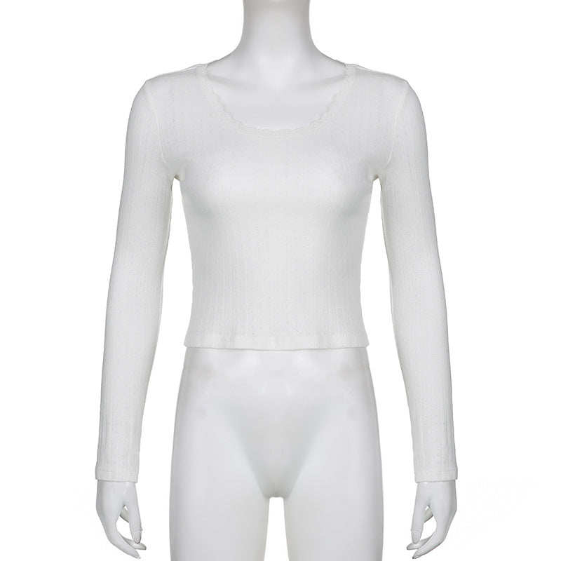 Lace Trim White Knit Top - fairypeony