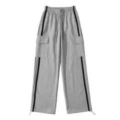Pocket Side Stripe Baggy Sweatpants - fairypeony