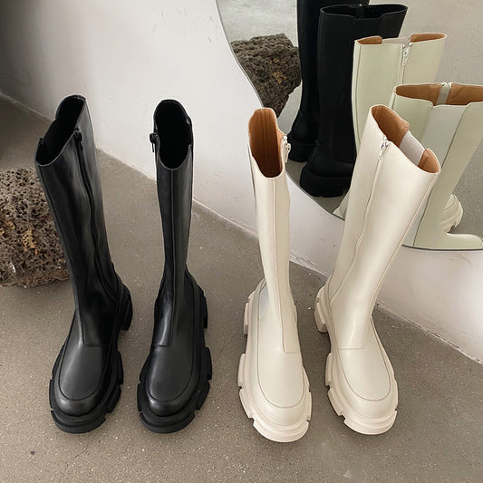 All-Match High Side Zipper Platform Boots, , women clothing, all-match-high-side-zipper-platform-boots, , fairypeony