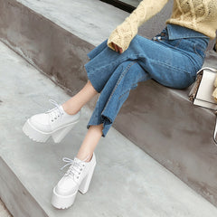 Super high heel thick round shoes, , women clothing, super-high-heel-thick-round-shoes, , fairypeony