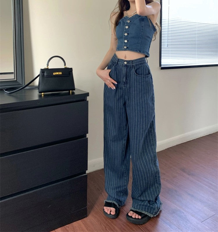 Vintage 90s Striped Jeans - fairypeony