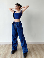 Size Friendly Straight Leg Parachute Cargo Pants, , women clothing, size-friendly-straight-leg-parachute-cargo-pants, , fairypeony