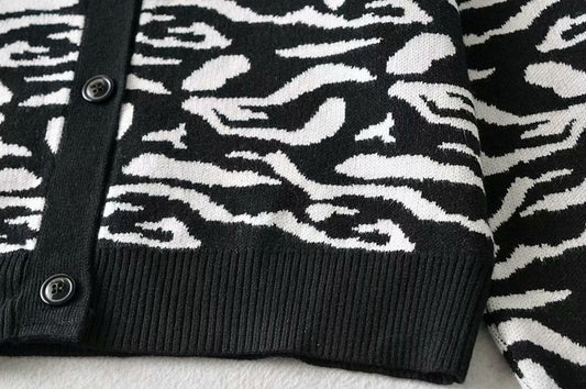 Lazy Leopard Print Knitted Cardigan, , women clothing, lazy-leopard-print-knitted-cardigan, , fairypeony