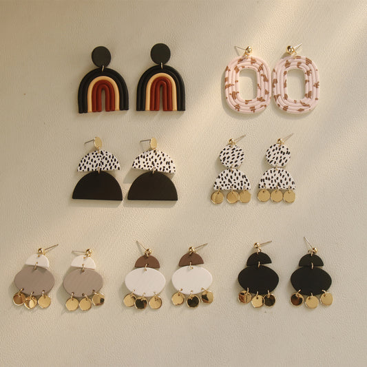 Body Clay Texture Lacquered Acrylic Earrings, , women clothing, body-clay-texture-lacquered-acrylic-earrings, , fairypeony