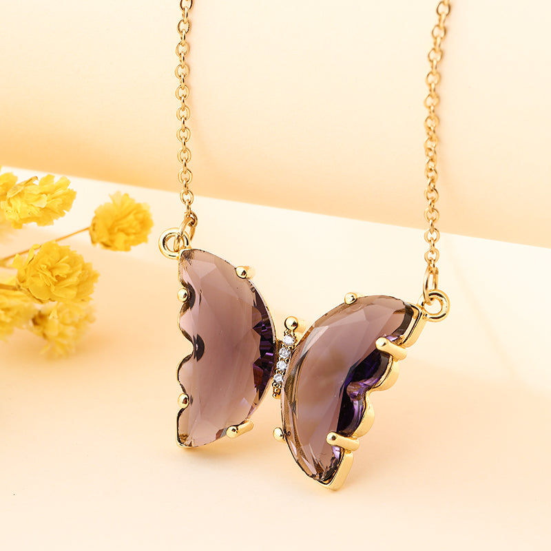 Crystal glass butterfly necklace, , women clothing, crystal-glass-butterfly-necklace, , fairypeony