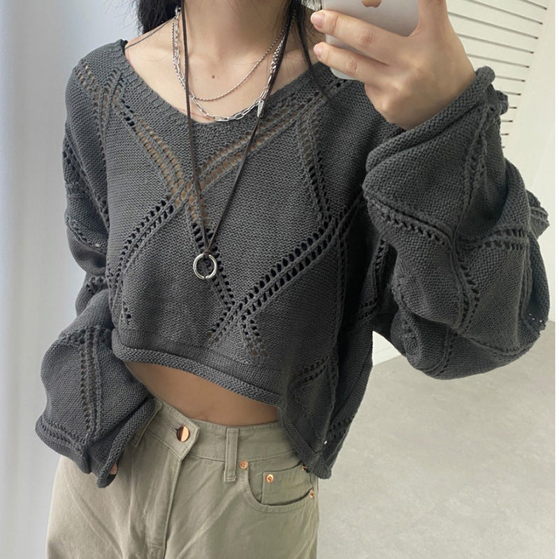 Knit Crochet Crop Sweater - fairypeony