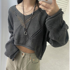 Knit Crochet Crop Sweater - fairypeony