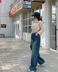Faded Denim Baggy Boyfriend Jeans - fairypeony