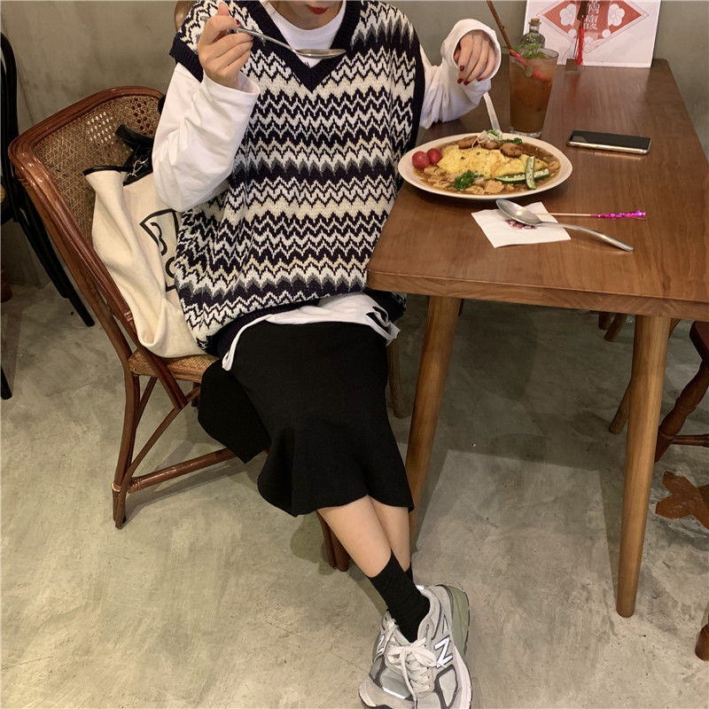 V Neck Chevron Sweater Vest, , women clothing, v-neck-chevron-sweater-vest, , fairypeony