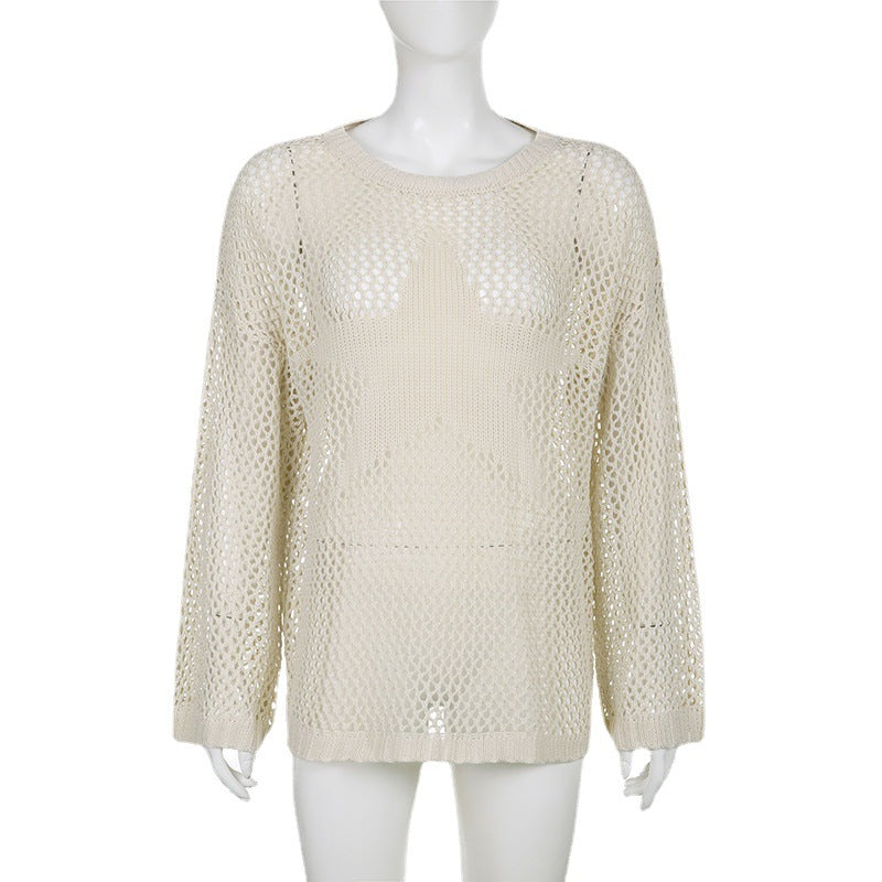 Hollow Out Star Crochet Knit Top - fairypeony