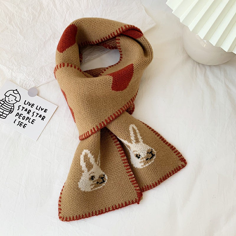 Rabbit Short Warm Wool Knitted Scarf, , women clothing, rabbit-short-warm-wool-knitted-scarf, , fairypeony