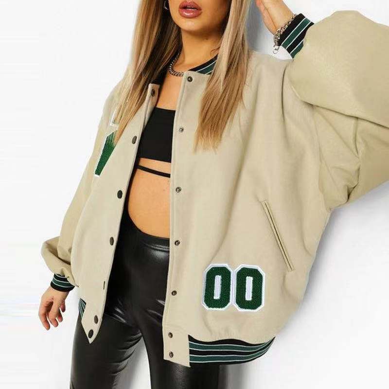 Embroidery Letter Varsity Jacket, , women clothing, embroidery-letter-varsity-jacket, , fairypeony