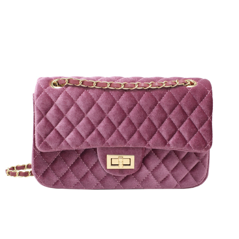 Solid Color Velvet Quilted Bag, , women clothing, solid-color-velvet-quilted-bag, , fairypeony