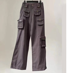 Multi Pockets Straight Leg Cargo Pants - fairypeony