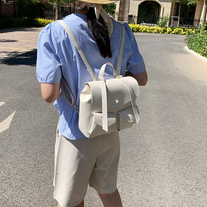 Large-capacity PU Multi-pocket Backpack, , women clothing, large-capacity-pu-multi-pocket-backpack, , fairypeony