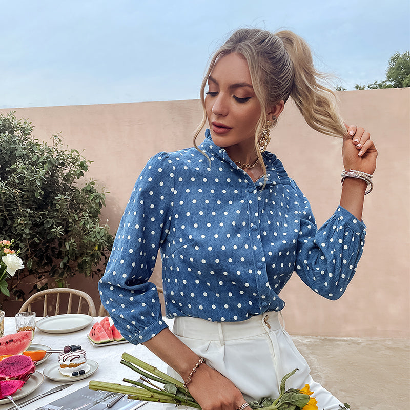 Stand-Up Collar European Casual Shirts, , women clothing, stand-up-collar-european-casual-shirts, , fairypeony