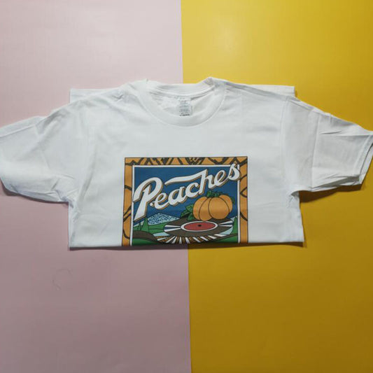 Peaches Ecords & Tapes T-shirt, , women clothing, peaches-ecords-tapes-cute-tshirt-white-tops-women-colorful, L, M, S, white, XL, xs, XXL, fairypeony