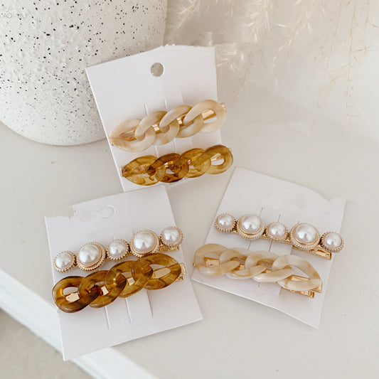 Wind chain pearl hairpin combination, , women clothing, wind-chain-pearl-hairpin-combination, , fairypeony