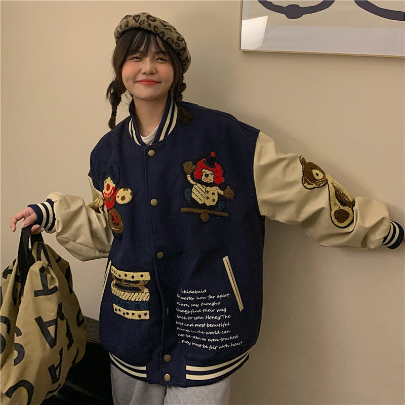 Harajuku Embroidery All-match Student Coat, , women clothing, harajuku-embroidery-all-match-student-coat, , fairypeony