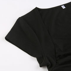 Criss Cross Ruched V Neck Tee - fairypeony