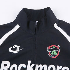 Contrast Logo Graphic Moto Jacket - fairypeony