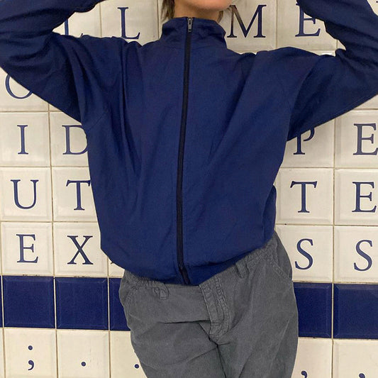 90s Contrast Piping Zip Up Jacket - fairypeony