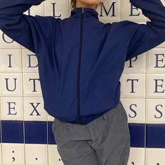 90s Contrast Piping Zip Up Jacket - fairypeony