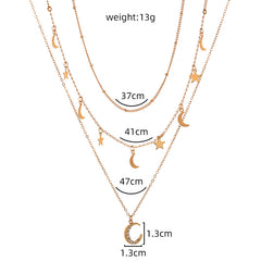 Star and Moon Necklace, , women clothing, star-and-moon-necklace, , fairypeony