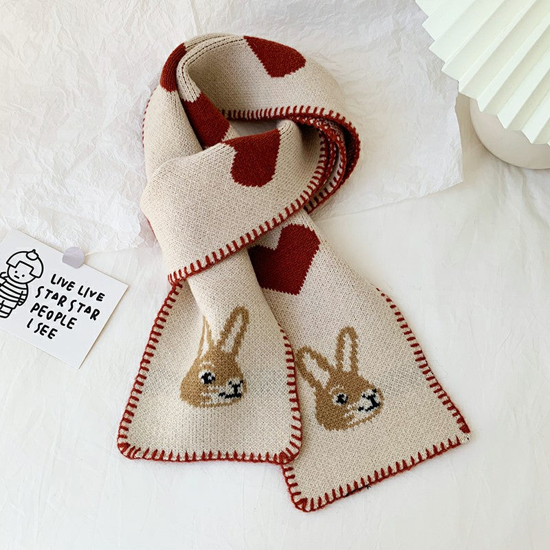 Rabbit Short Warm Wool Knitted Scarf, , women clothing, rabbit-short-warm-wool-knitted-scarf, , fairypeony