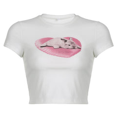 Love Bunny White Crop Top - fairypeony