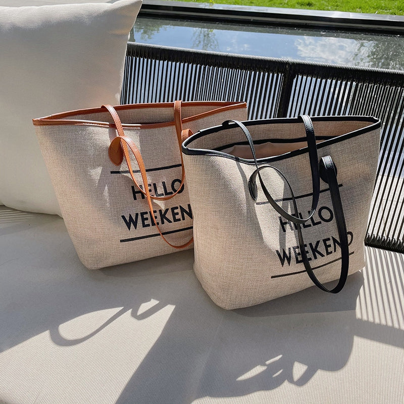 Canvas Fashion Printed Letters Large Capacity Shoulder Bag, , women clothing, canvas-fashion-printed-letters-large-capacity-shoulder-bag, , fairypeony