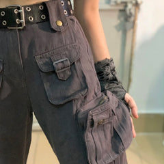 Multi Pockets Straight Leg Cargo Pants - fairypeony