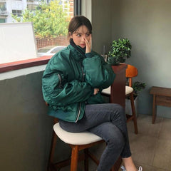 Oversize Zip Up Vintage Bomber Jacket - fairypeony