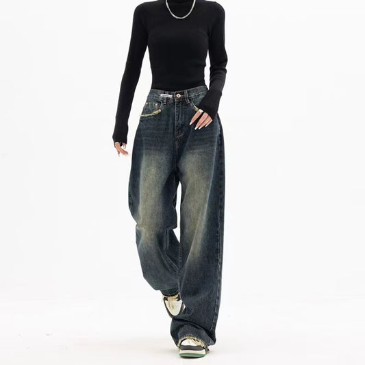 Dark Wash Vintage Baggy Boyfriend Jeans - fairypeony