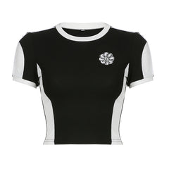 Logo Print Short Sleeve Crop Top - fairypeony