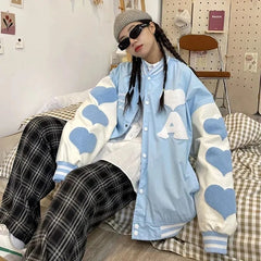 Vintage Toweling Hearts Varsity Jacket, , women clothing, vintage-toweling-hearts-varsity-jacket, , fairypeony