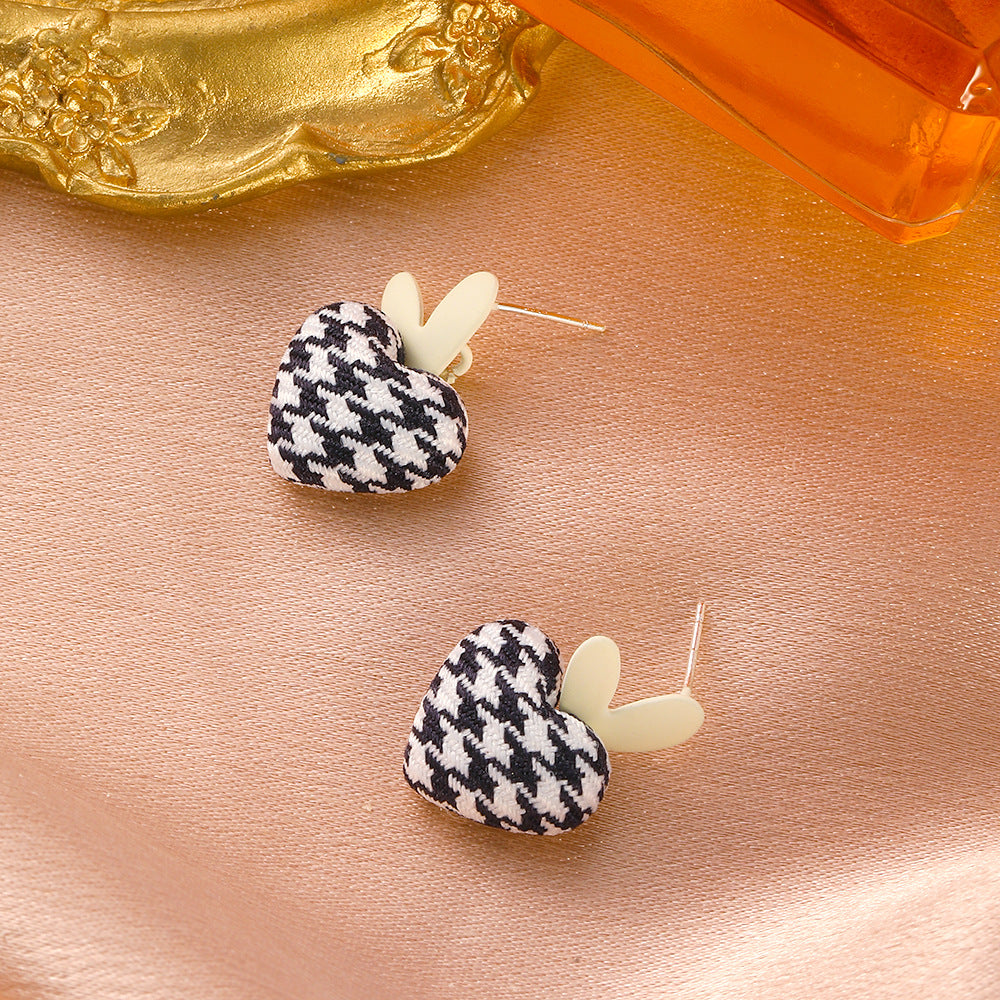 Silver Needle Love Stud Earrings, , women clothing, silver-needle-love-stud-earrings, , fairypeony