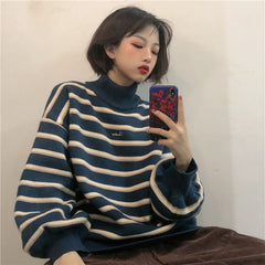 Grandma Striped Sweater, , women clothing, grandma-striped-sweater, blue, brown, L, M, S, XL, fairypeony