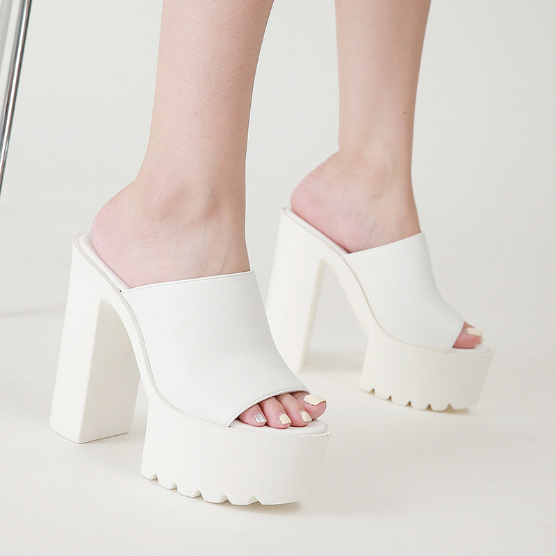 Thick High-heel Slippers, , women clothing, thick-high-heel-slippers, , fairypeony