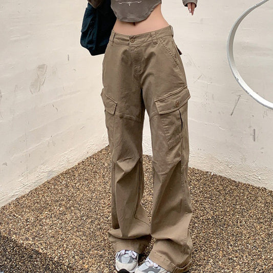 Ruched Khaki Baggy Cargo Pants - fairypeony