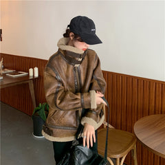 Coffee Motorcycle Leather Jacket, , women clothing, coffee-motorcycle-leather-jacket, , fairypeony