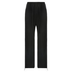Piping Detail Wide Leg Track Pants - fairypeony