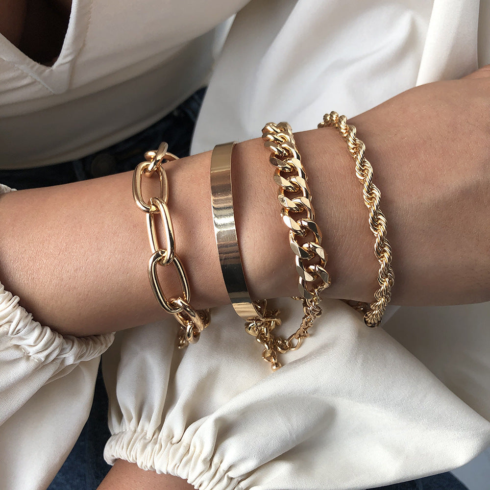 Thick chain alloy bracelet, , women clothing, thick-chain-alloy-bracelet, , fairypeony