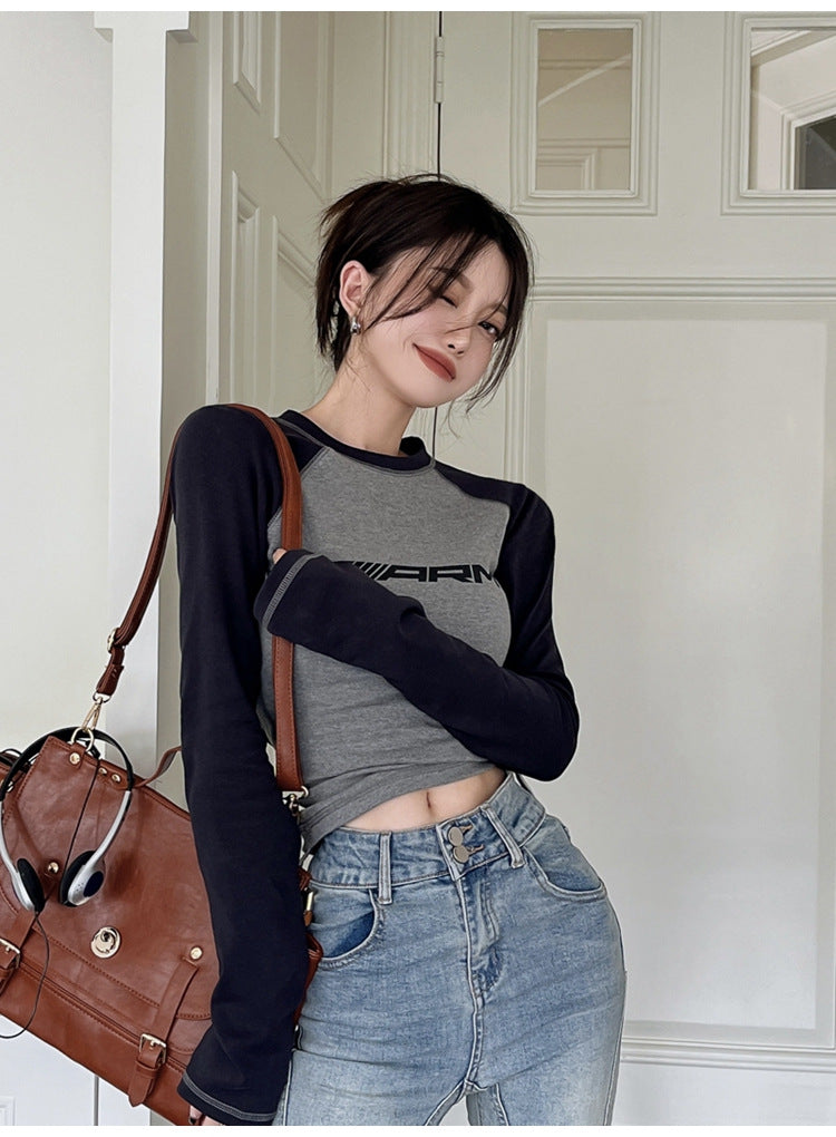 Logo Graphic Long Sleeve Crop Top - fairypeony